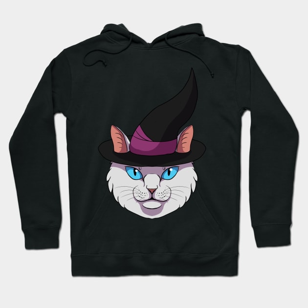 White Witch Cat Hoodie by dragondoxie